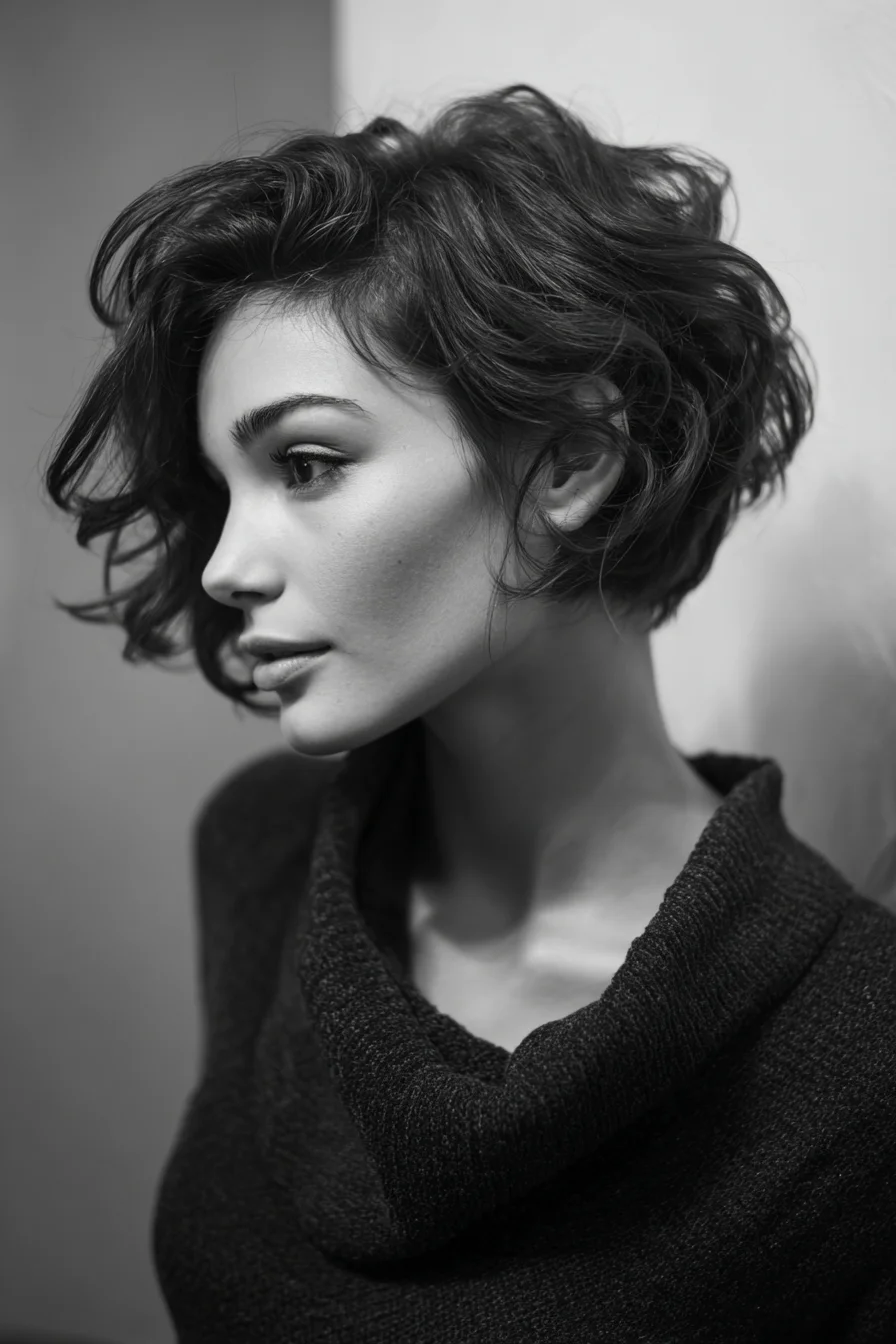 Textured Tousled Wavy Short Bob (Chin-Length Pixie-Bob)