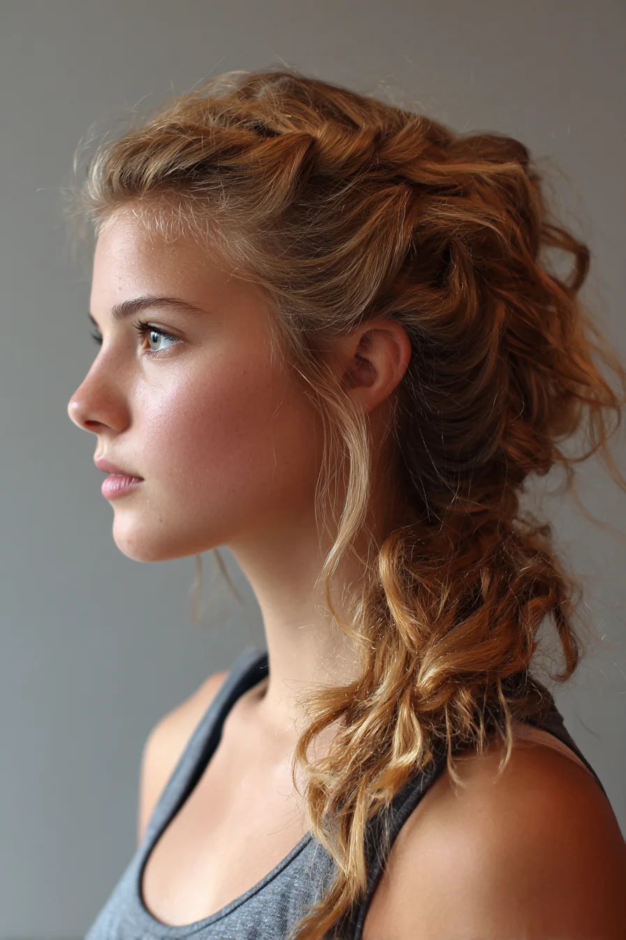 Textured Twisted Low Ponytail for Wavy or Curly Hair