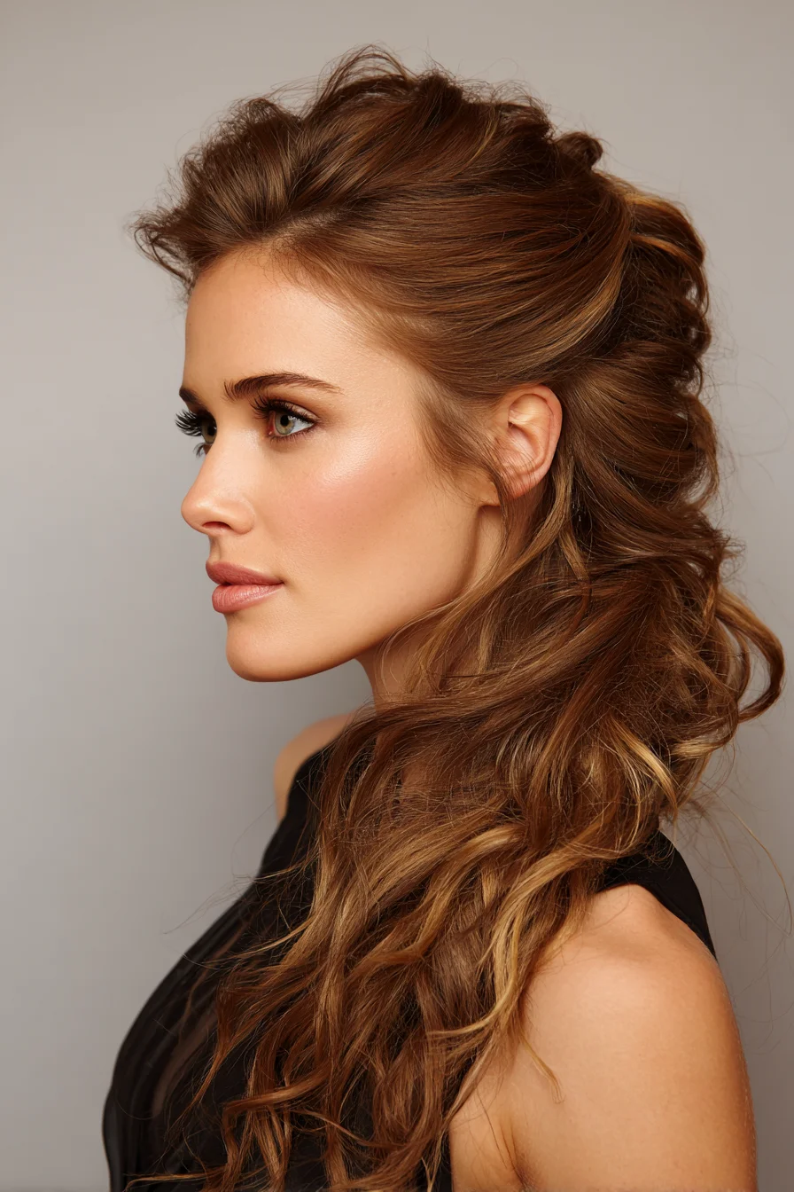 Textured Voluminous Half-Up with Loose Waves