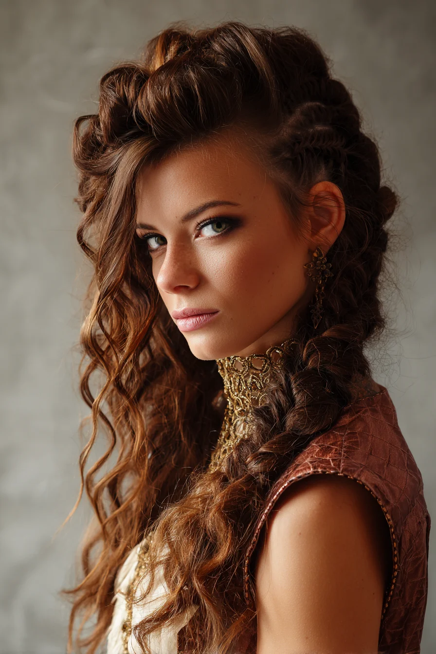 Textured Voluminous Side Braids with Loose Waves