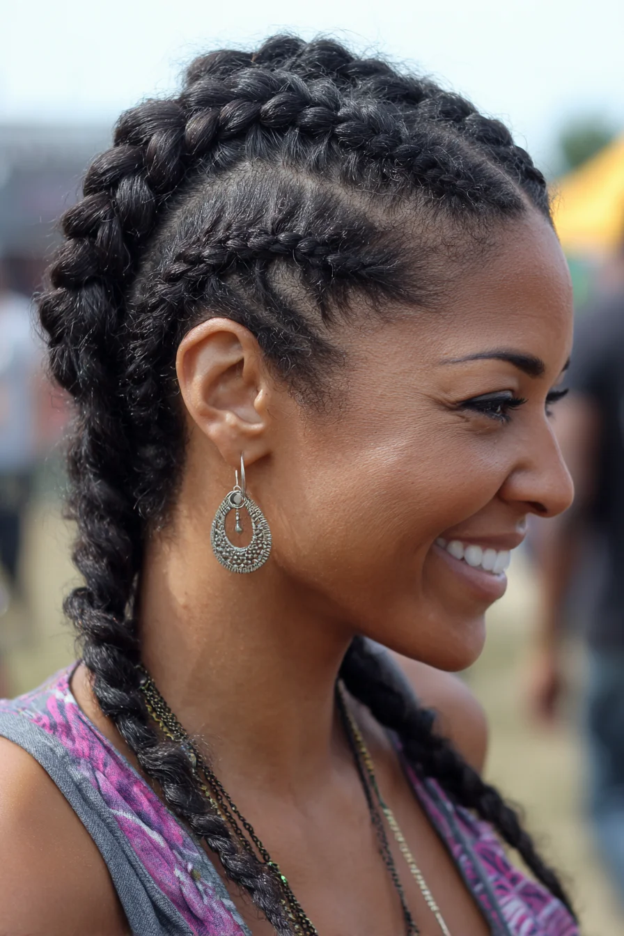 Thick Dutch/Cornrow Braids into Twin Plaits — Protective Style for Natural Hair