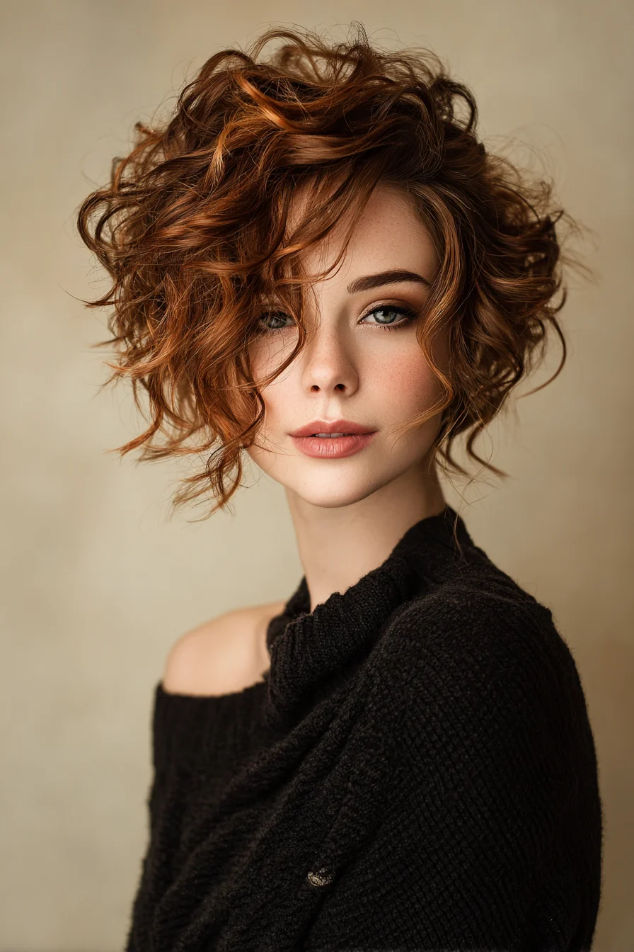 Tousled Curly Short Bob with Face‑Framing Layers