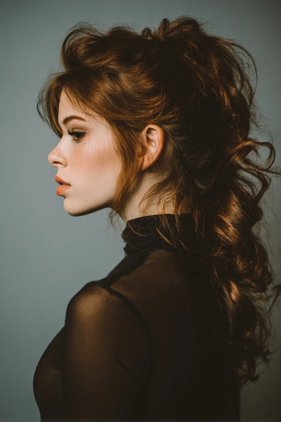 Tousled Voluminous Low Ponytail with Face‑Framing Pieces