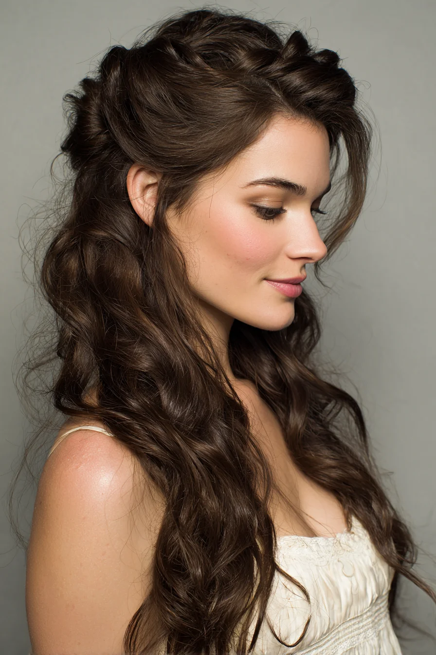 Twisted Half-Up with Loose Waves for Medium to Long Hair