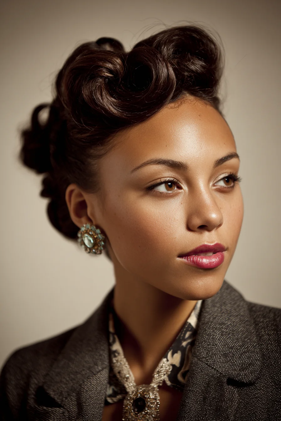 Vintage Rolled Curls Updo — Retro Finger-Wave Inspired Formal Style