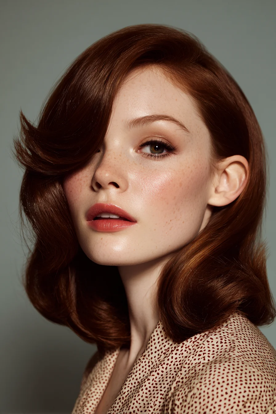 Vintage Side-Parted Mid-Length Waves with Glossy Volume