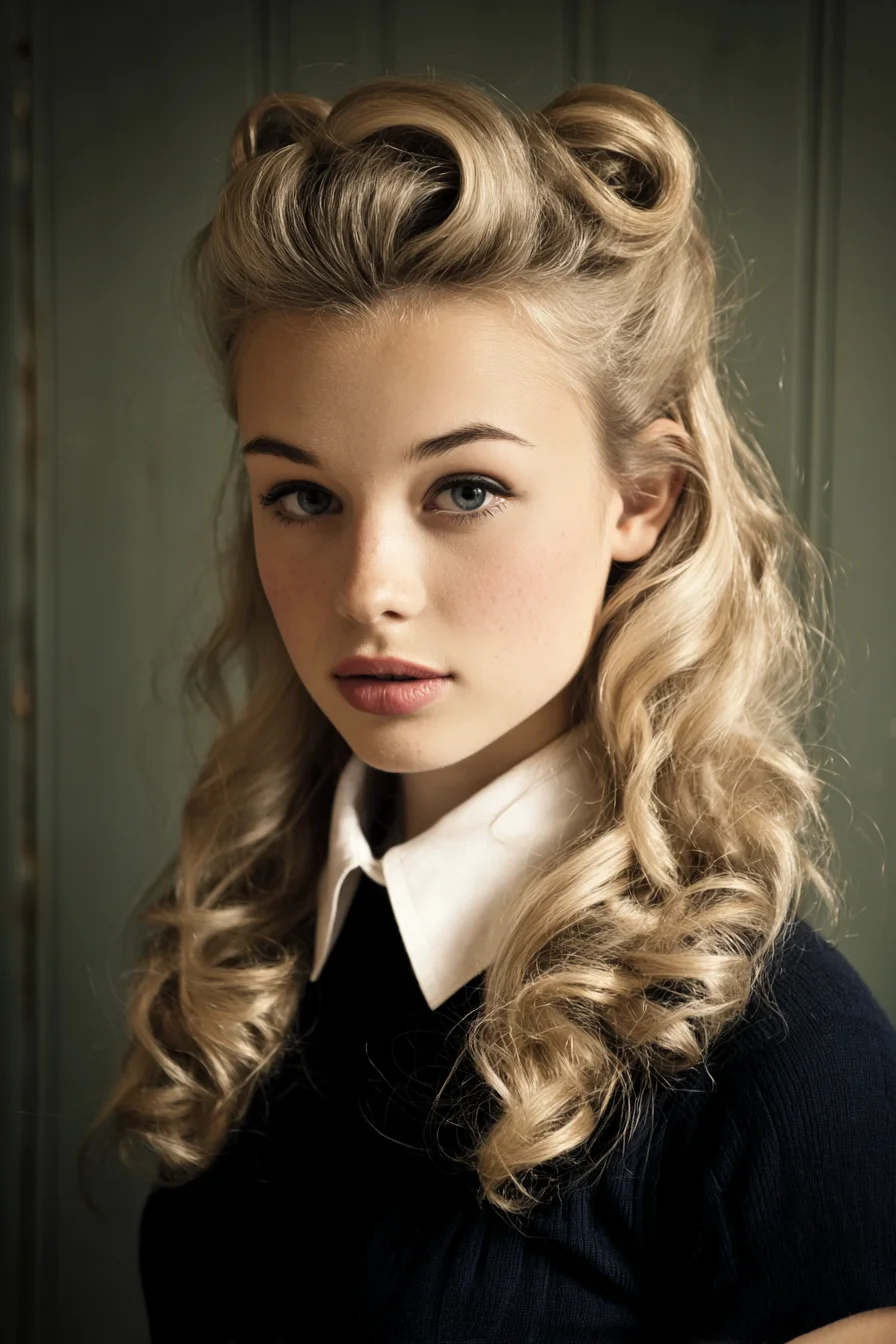 Vintage Victory Rolls with Barrel Curls — Long to Medium Retro Hairstyle