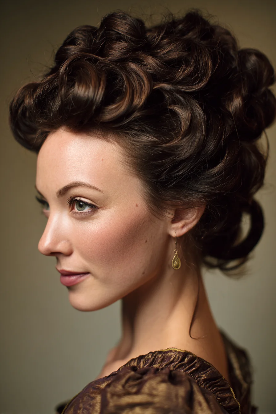 Vintage Voluminous Pin-Curl Updo — Romantic Textured Formal Hairstyle