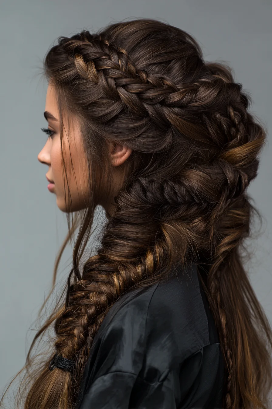 Voluminous Dutch-to-Fishtail Hybrid Braided Low Side Updo