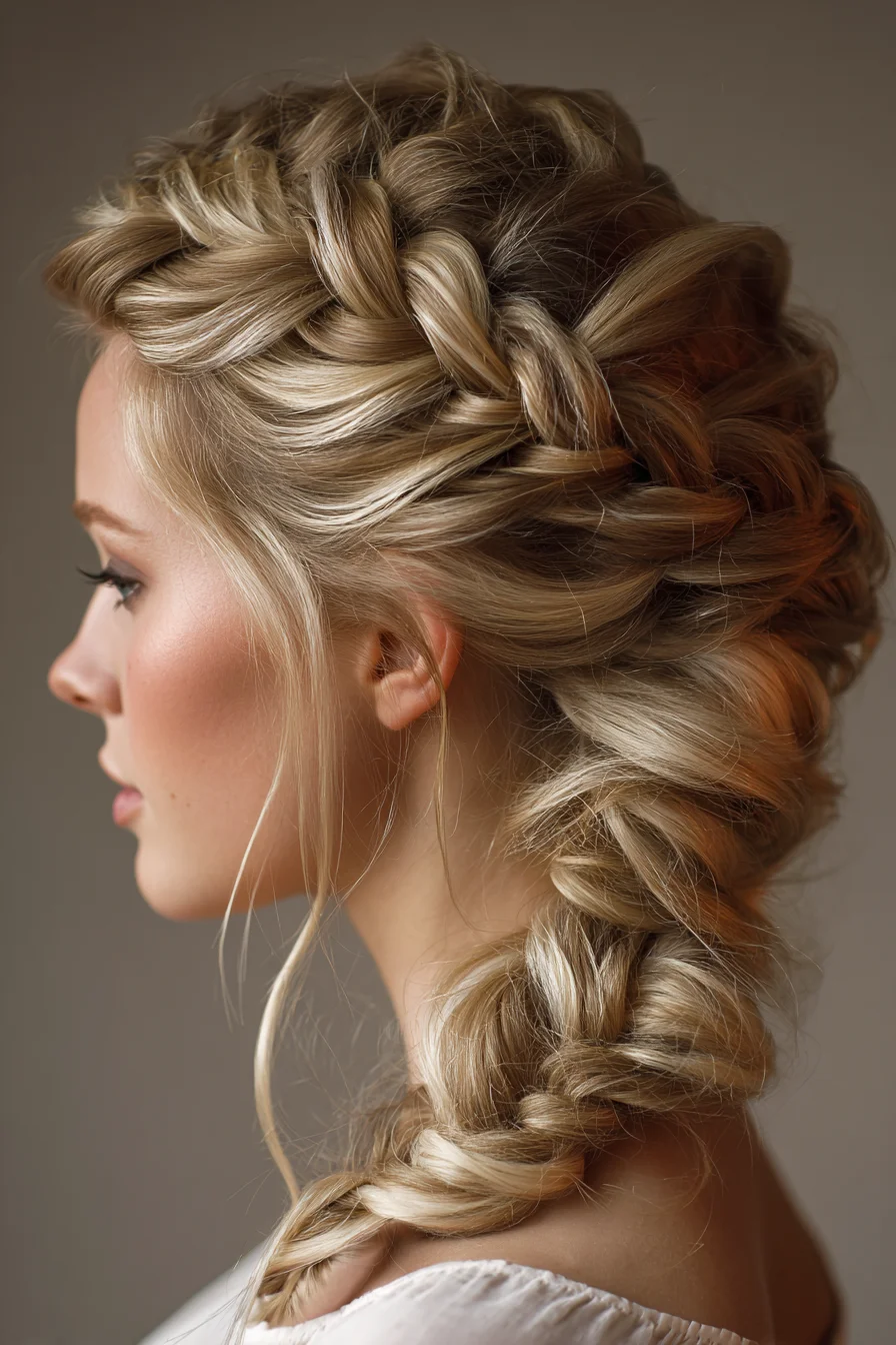 Voluminous Dutch-to-Fishtail Side Braid with Face‑Framing Pieces