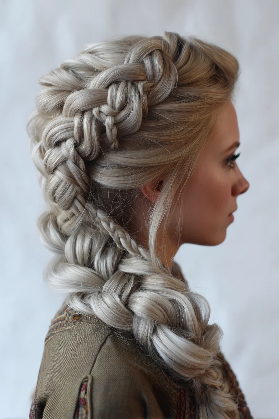 Voluminous Halo-to-Chunky Side Braid — Dutch Crown with Pancaked Plait