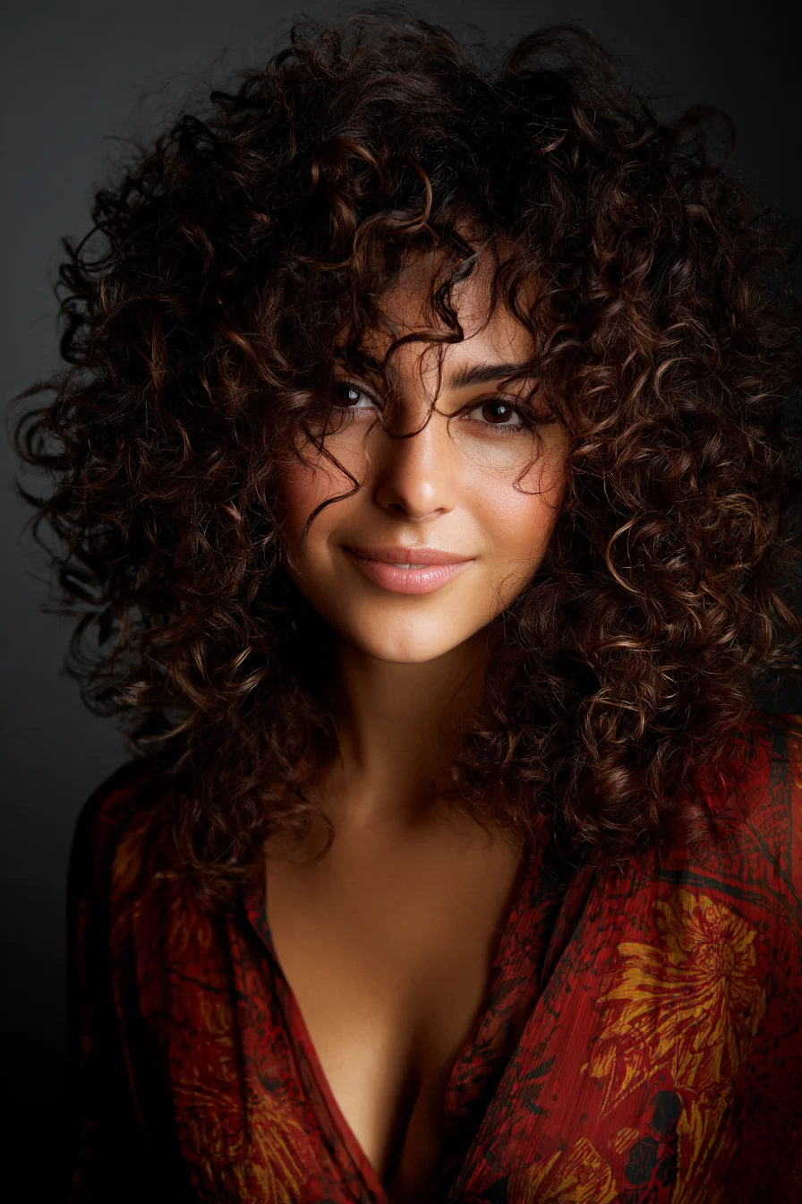 Voluminous Layered Curly Cut with Face‑Framing Curls