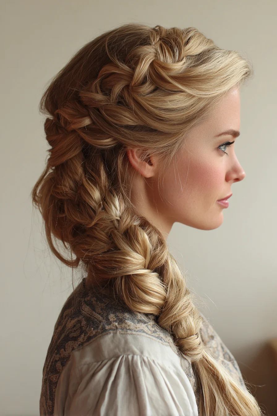 Voluminous Side Dutch-to-Loop Braid with Pancaked Texture