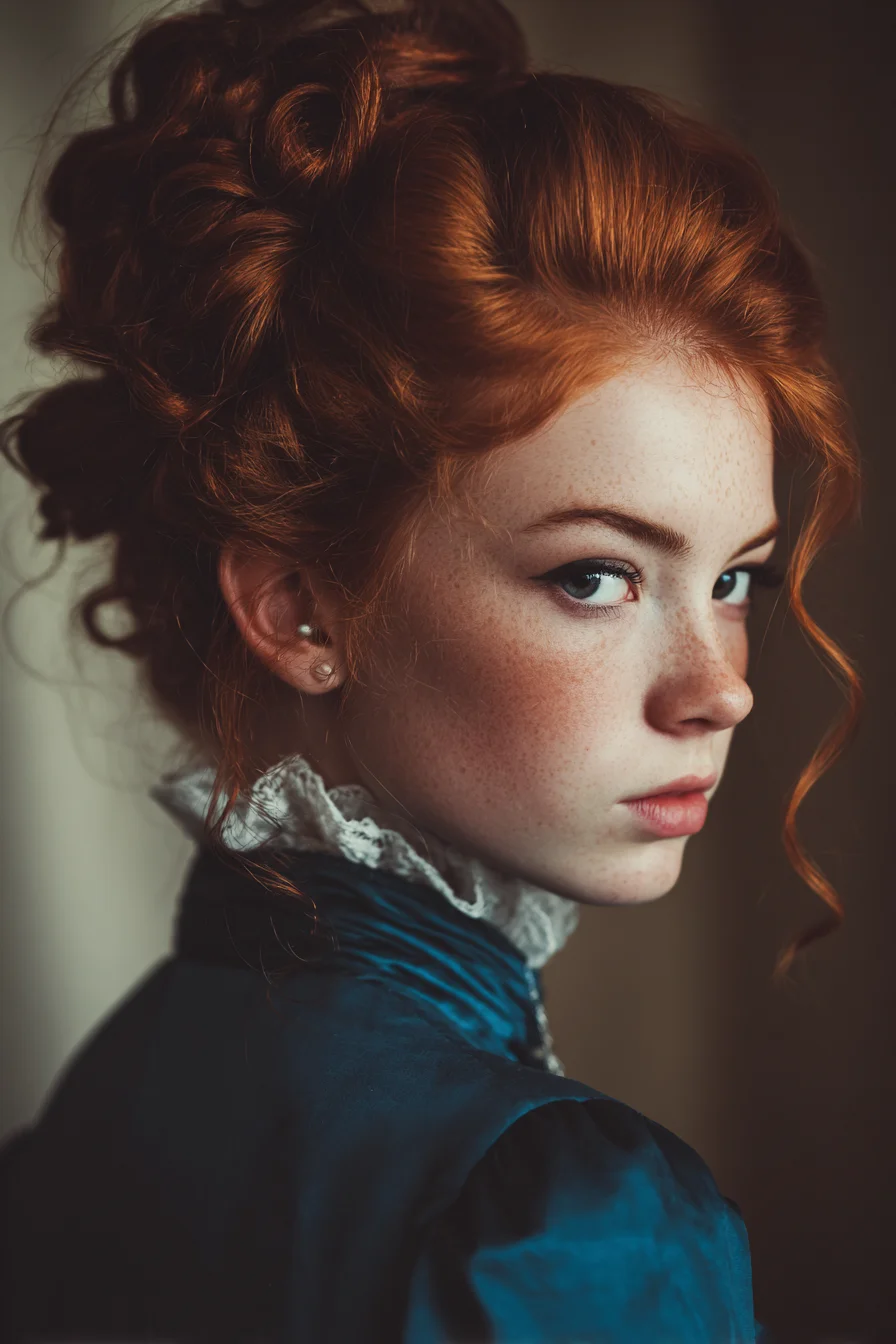 Voluminous Textured Romantic Updo for Curly or Wavy Hair