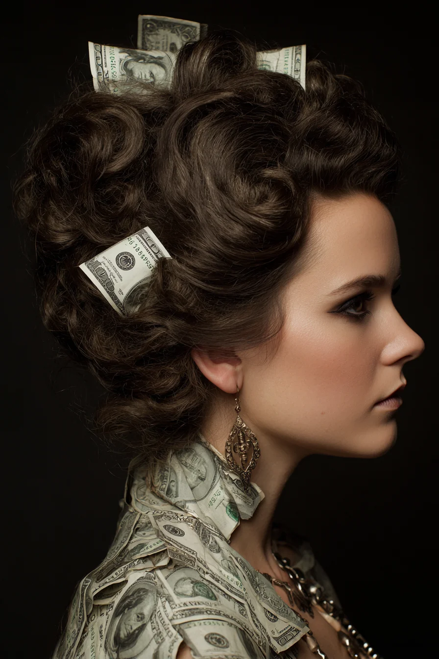 Voluminous Vintage Bouffant Updo with Sculpted Pin Curls