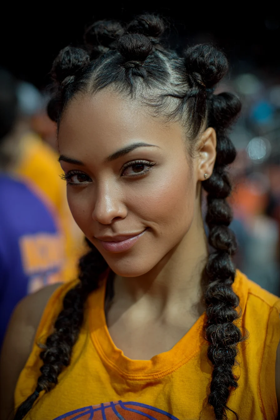 Bantu Knot Crown with Two Thick Braids — Protective Style for Curly & Coily Hair