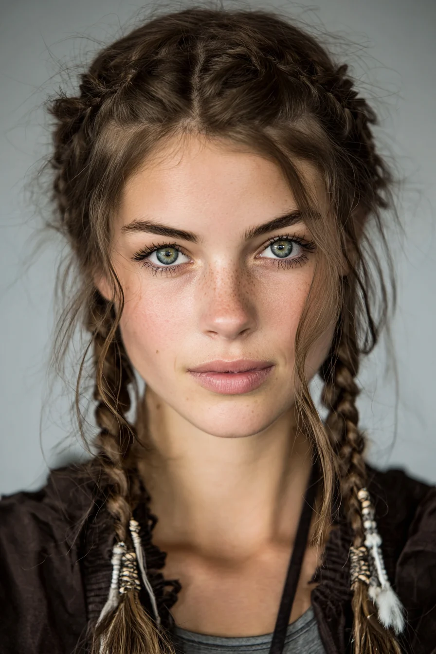 Boho Double Dutch Braids with Face‑Framing Tendrils