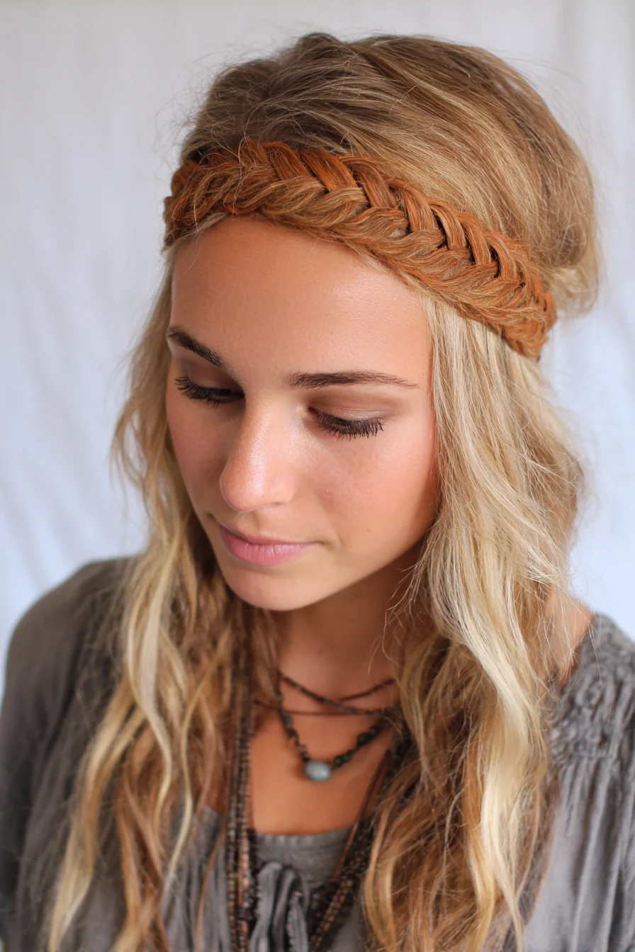 Boho Fishtail Headband Braid for Wavy & Textured Hair