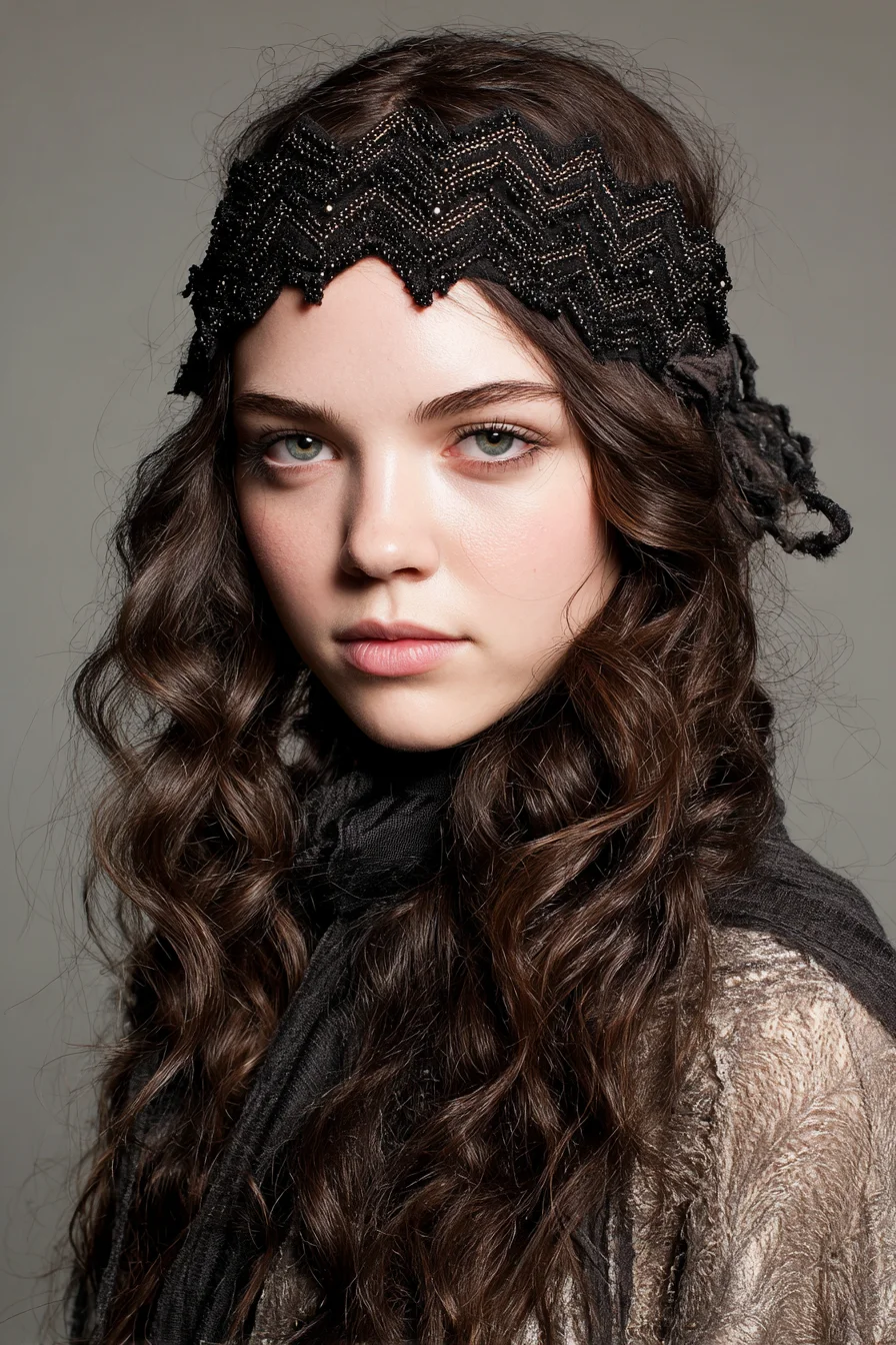 Boho Long Wavy Hair with Decorative Headband