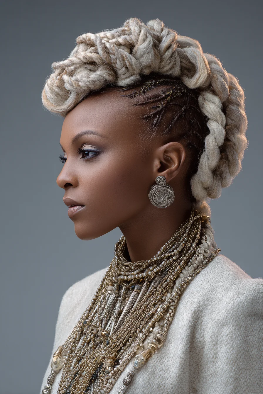 Braided Crown with Chunky Plaits and Side Cornrows (Extension Style)