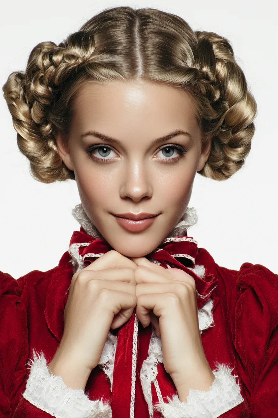 Center-Part Double Braided Twisted Buns — Braided Side Bun Updo