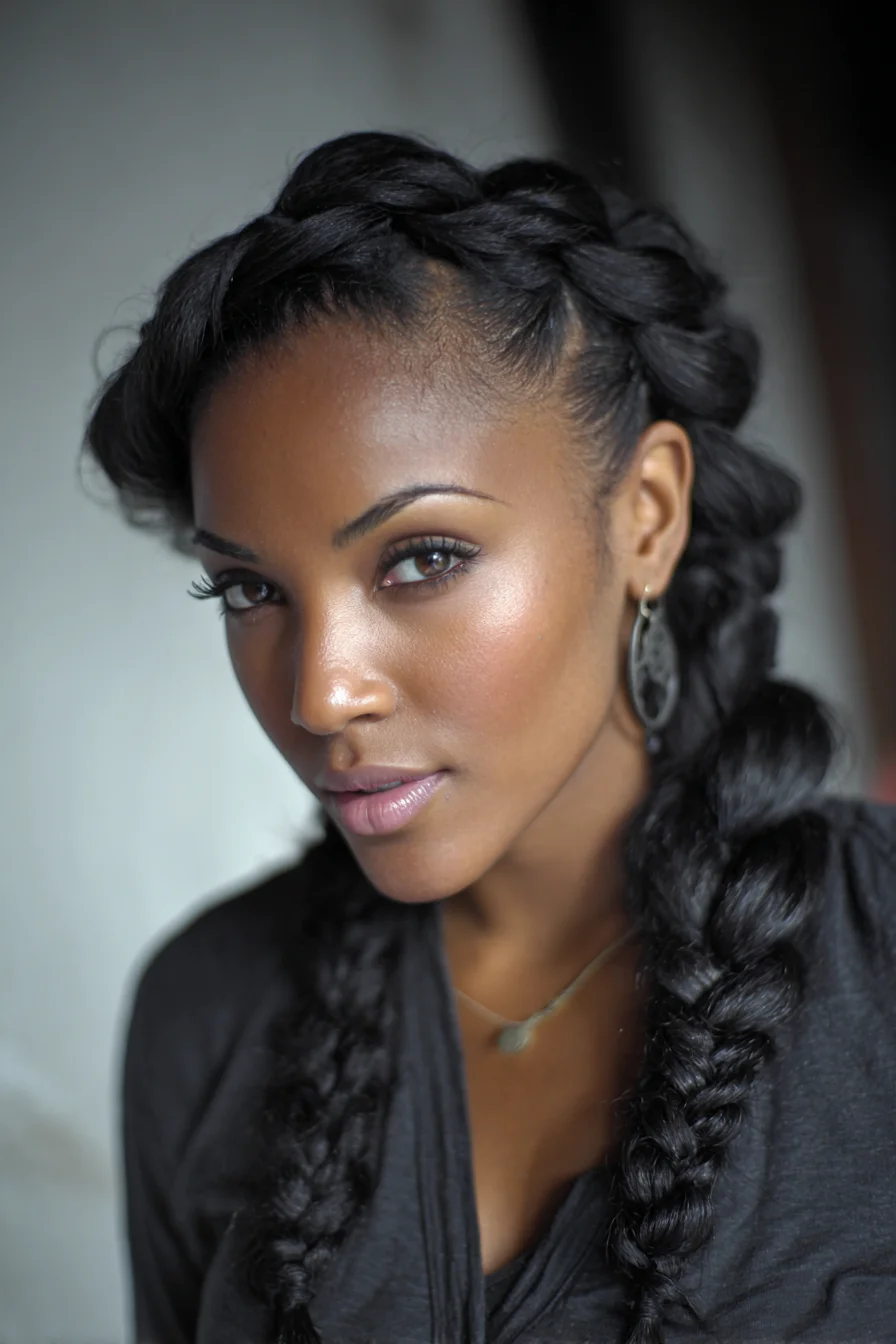 Chunky Double Dutch Braids — Pancaked Crown Braids for Natural Texture