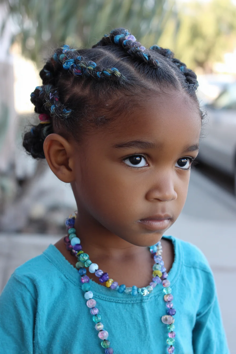 Cornrow Rope Twists with Color-Wrapped Mini Knots — Protective Braided Style