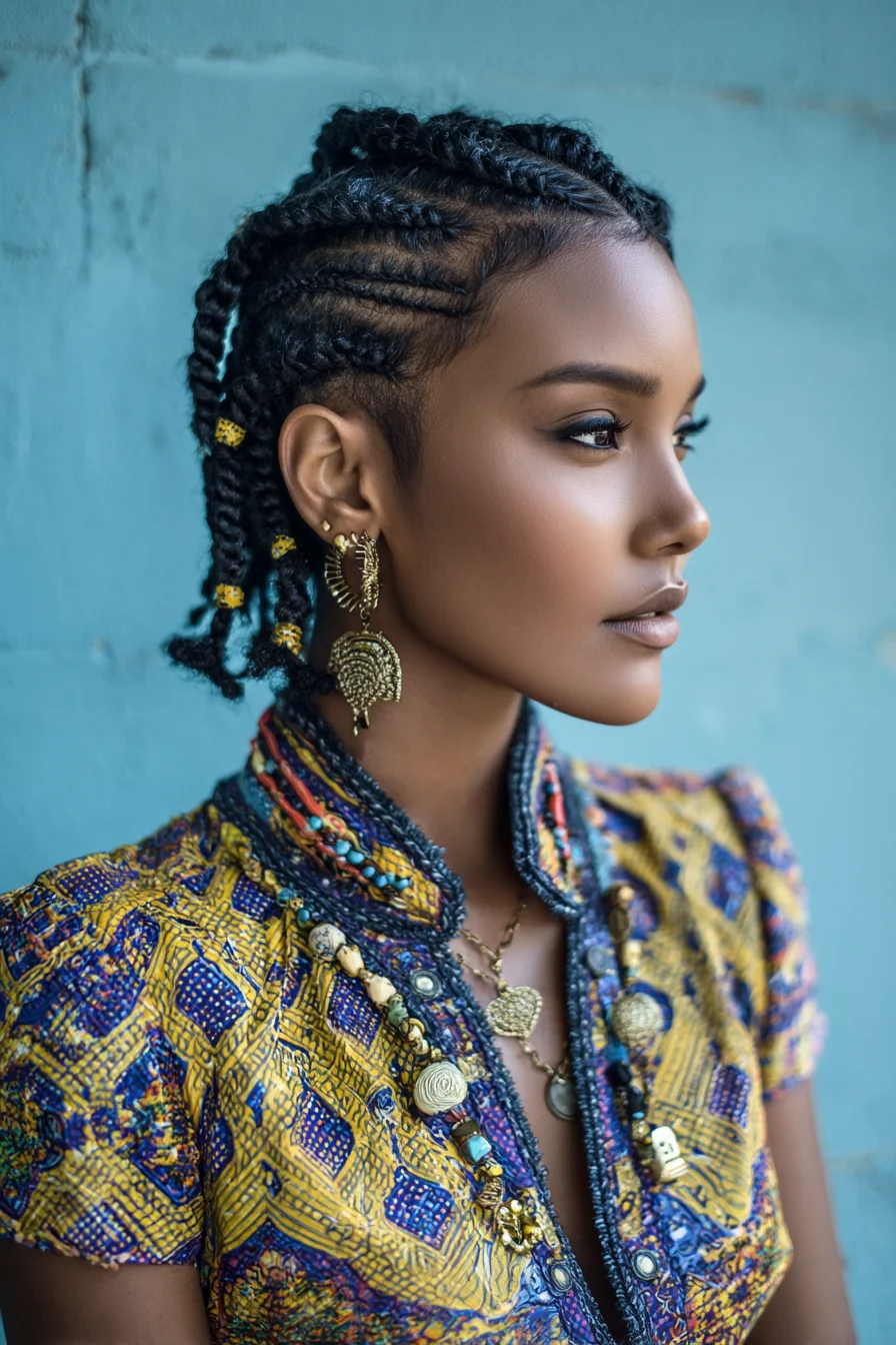 Cornrow-to-Twist Updo with Beaded Cuffs — Textured Hair Styling