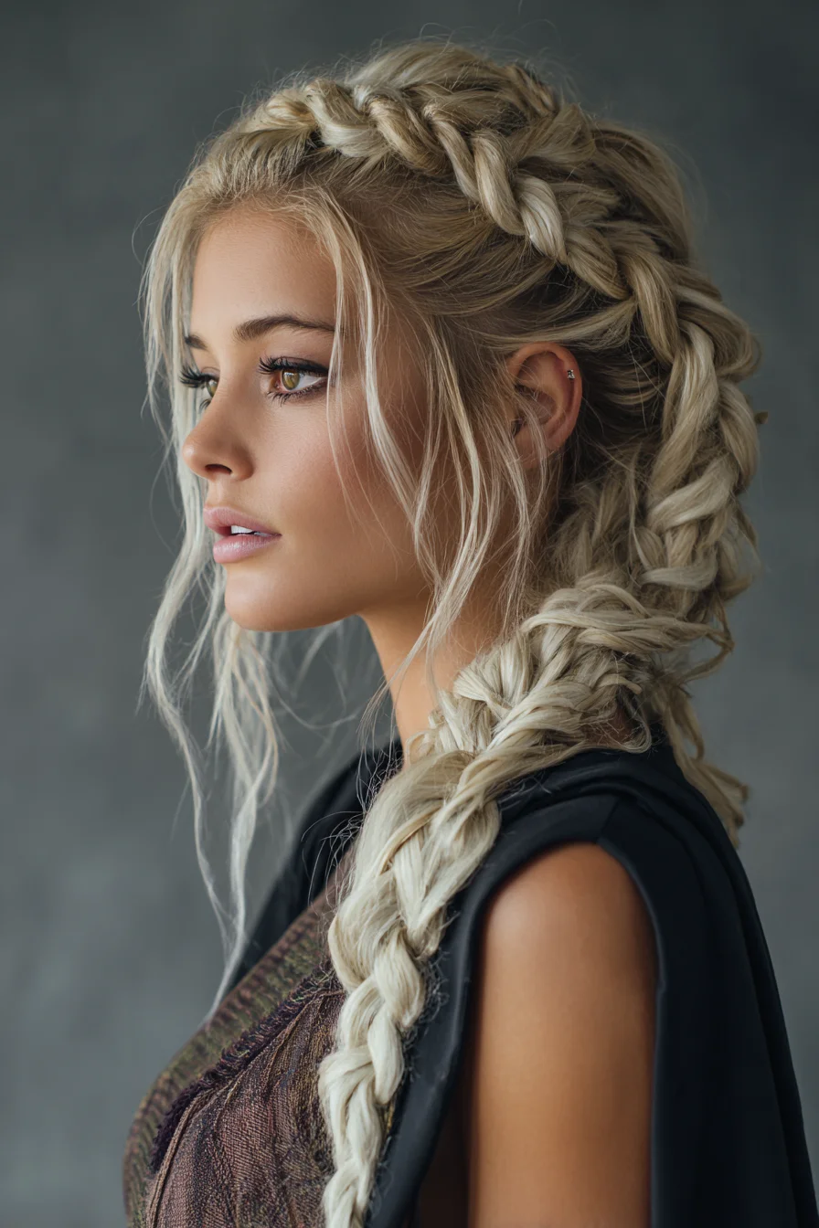 Crown-to-Side Dutch Braid with Pancaked Boho Texture