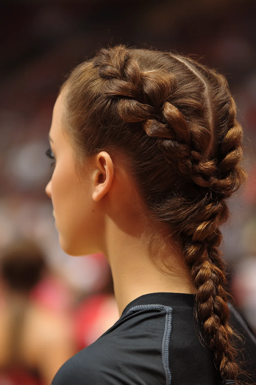 Double Dutch Braids Into Center Plait — Sleek Athletic Braided Style