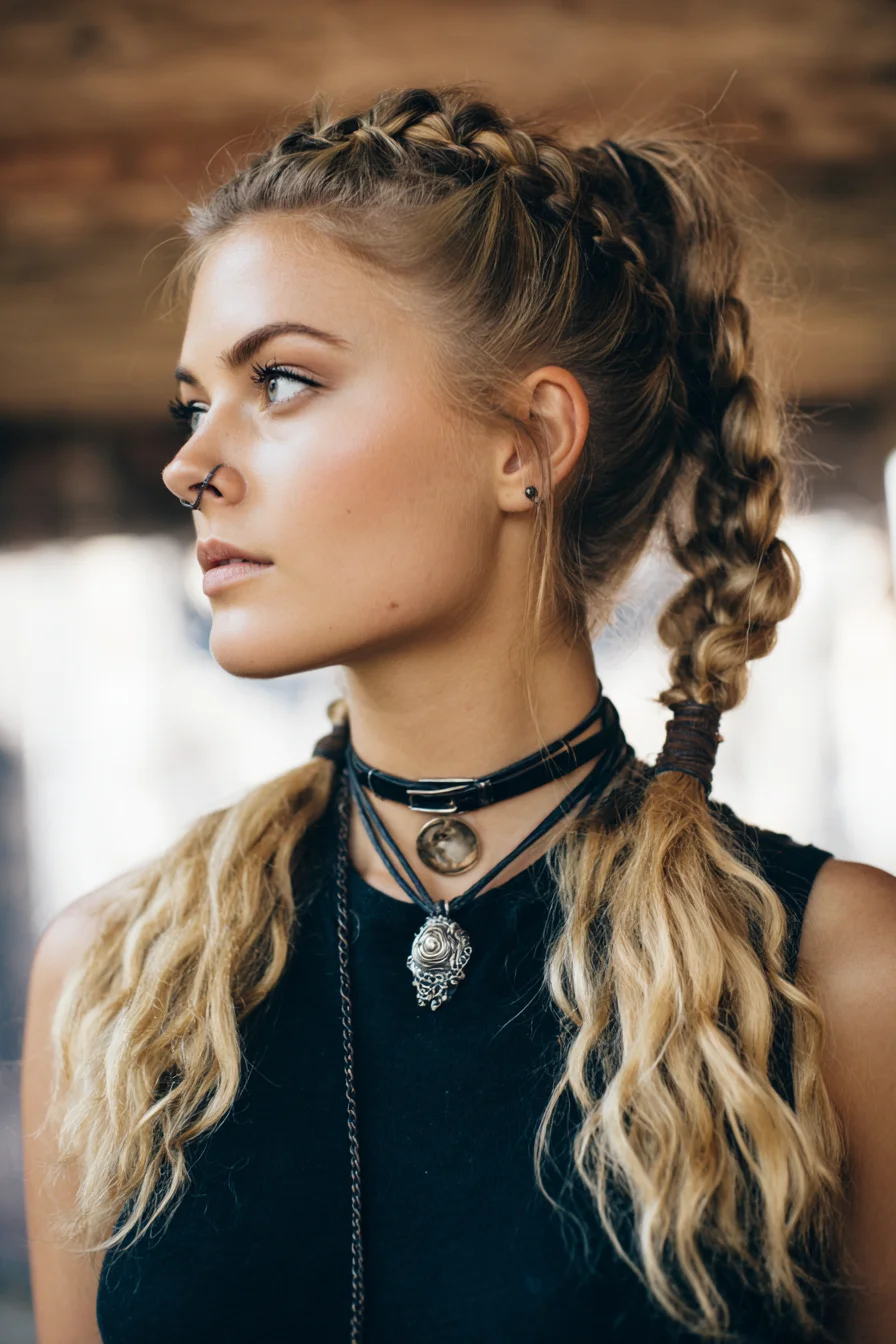 Double Dutch Braids into Textured Wavy Pigtails
