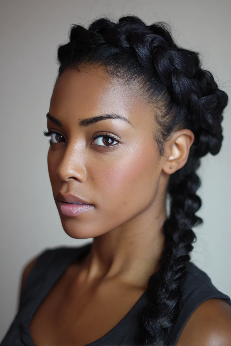 Dutch Crown Braid into Long Side Braid — Sleek Protective Style