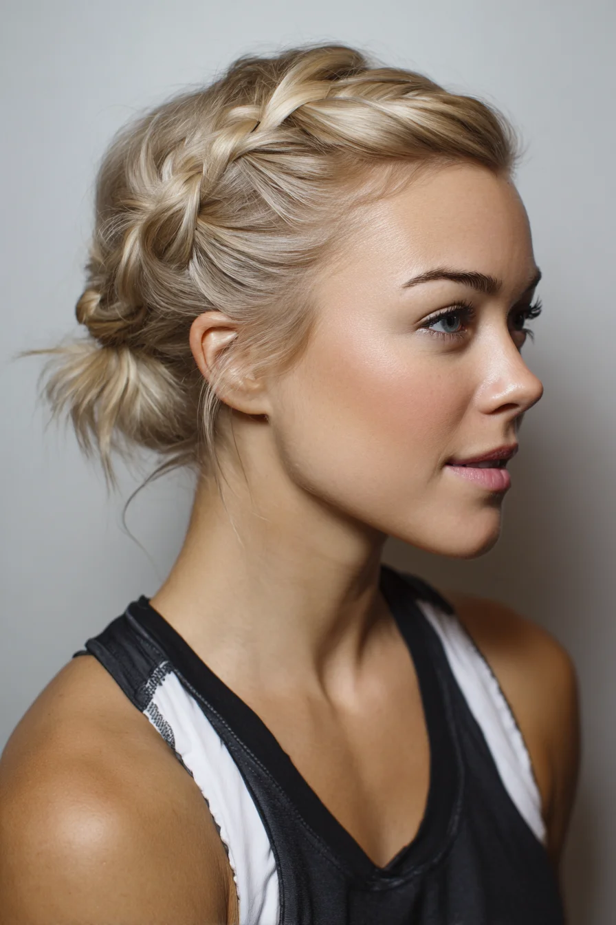 Dutch Crown Braid into Low Textured Bun — Braided Updo for Medium/Long Hair