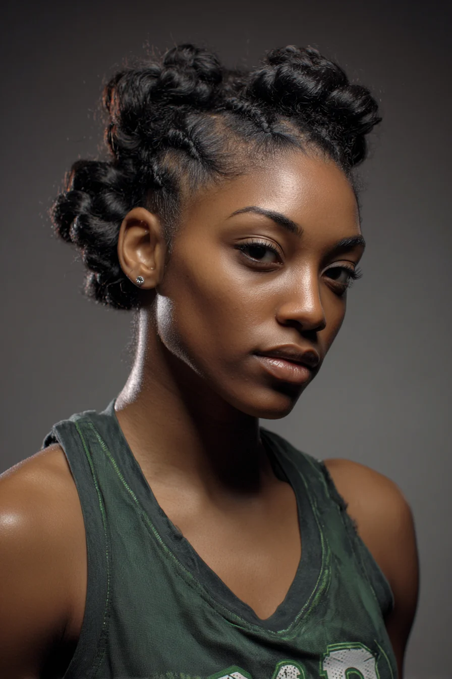 Flat-Twist Bantu Knot Updo for Natural/Type 3–4 Hair