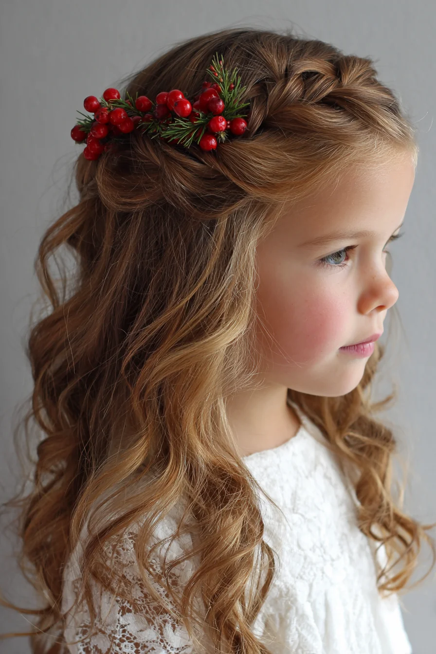 Half‑Up Braided Crown with Soft Romantic Waves