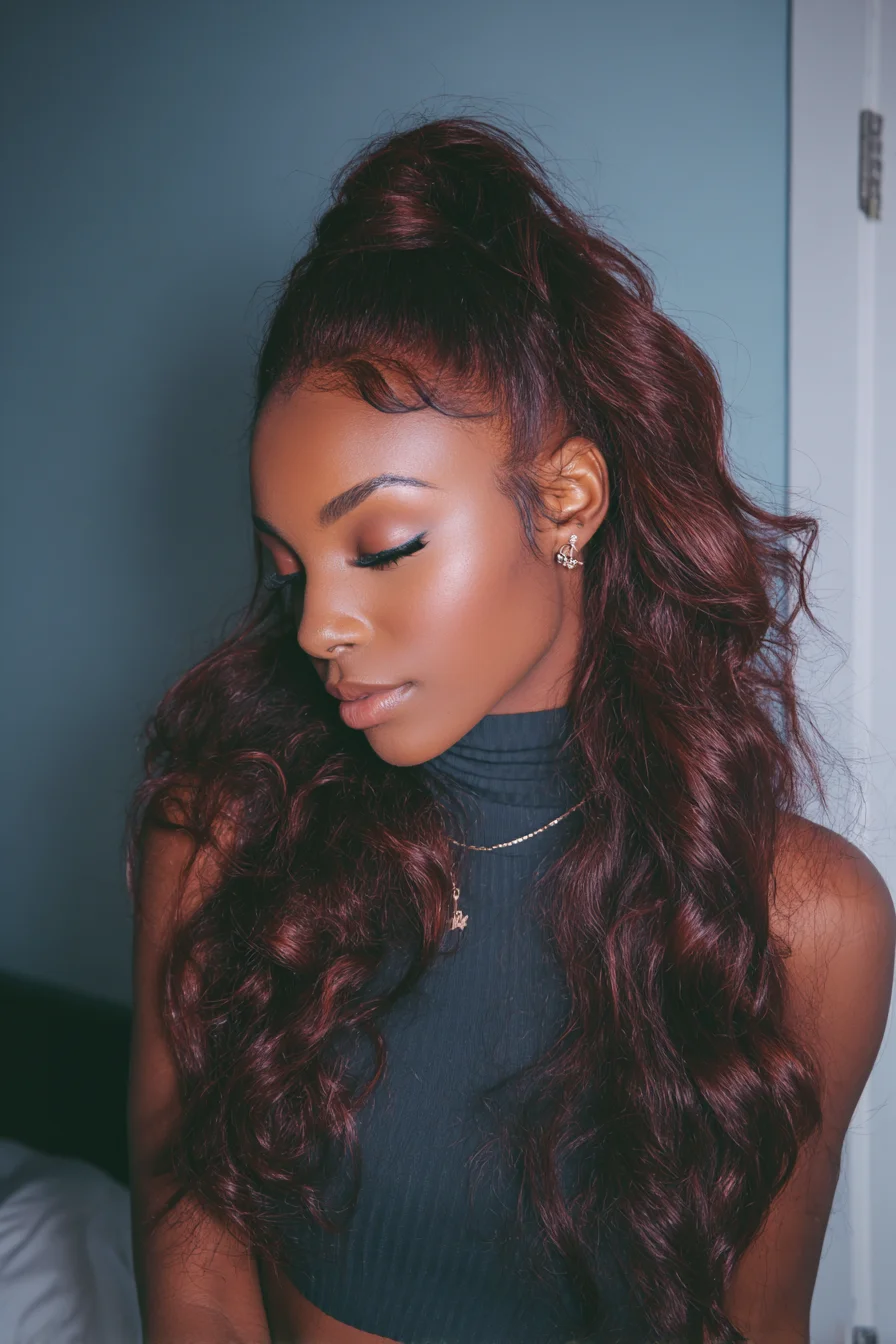 Half-Up High Pony with Voluminous Loose Waves