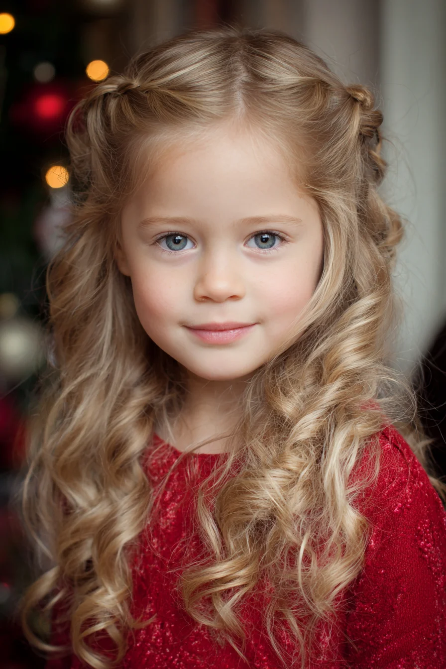 Half-Up Twists with Loose Barrel Curls for Long Fine-to-Medium Hair