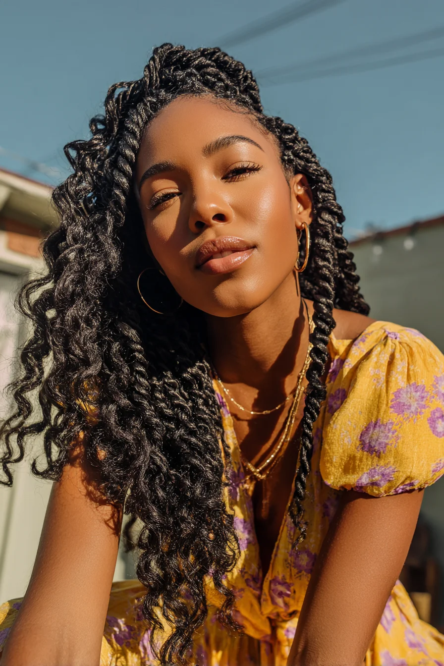 Half-Up Two-Strand Twists with Curly Ends — Protective Style for Natural Hair