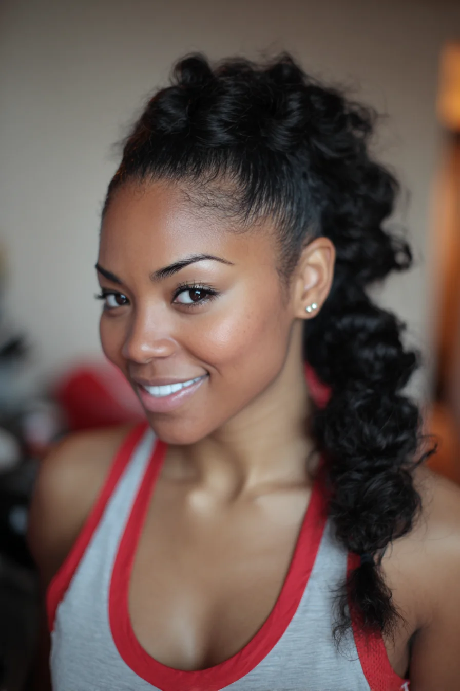 High Textured Bubble Ponytail for Natural Curly Hair