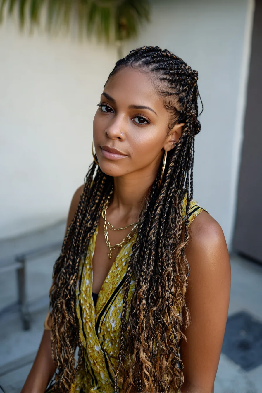 Knotless Micro Twists with Textured Wavy Ends — Long Protective Style