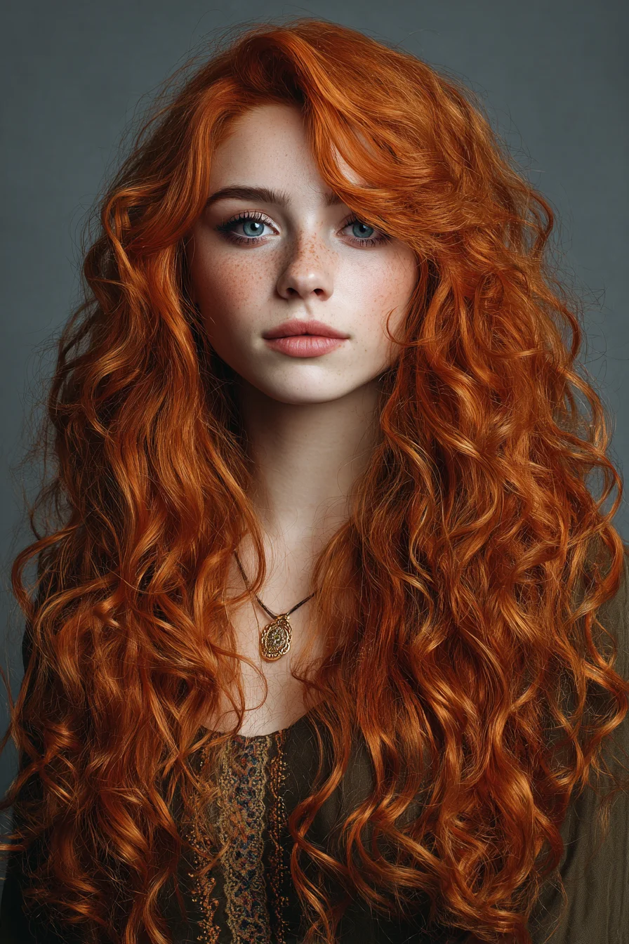 Long Layered Copper Waves — Voluminous Wavy Haircut for Thick or Curly Hair