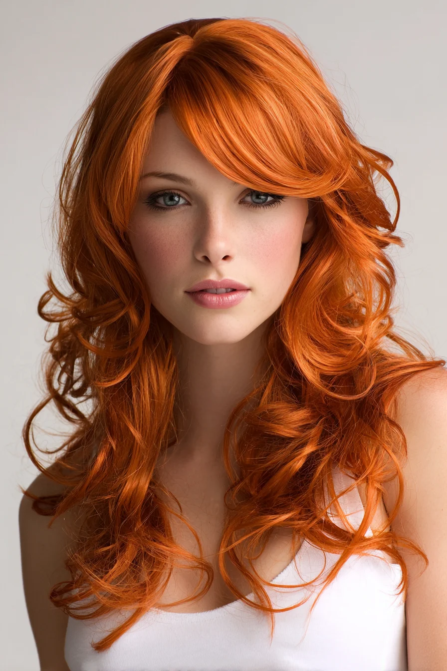 Long Layered Copper Waves with Side-Swept Fringe