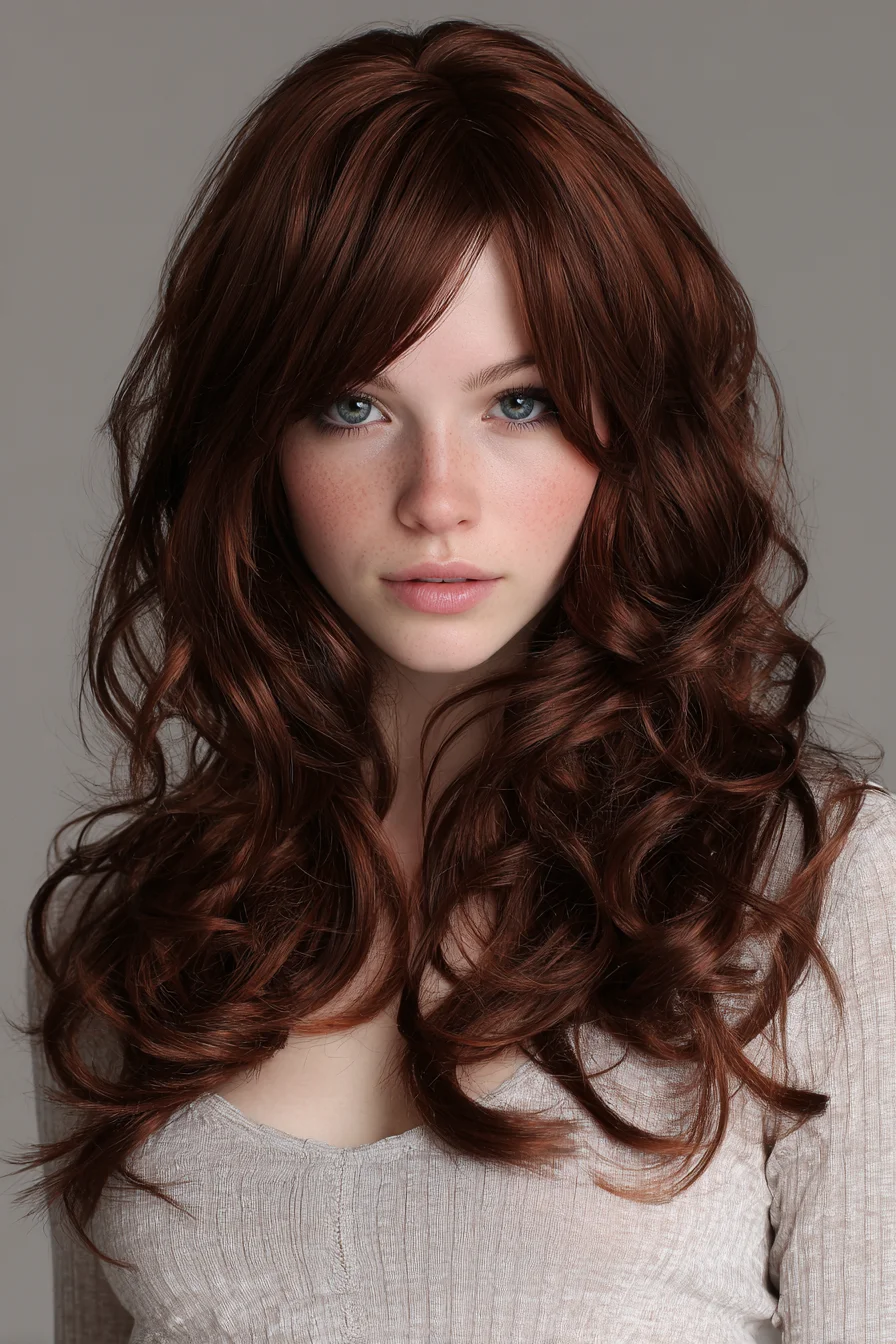 Long Layered Copper Waves with Side‑Swept Fringe