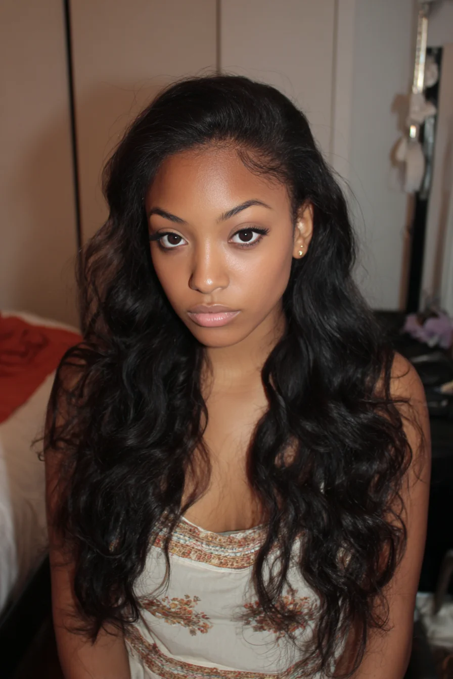 Long Soft Body Waves with Deep Side Part — Voluminous Glam Waves
