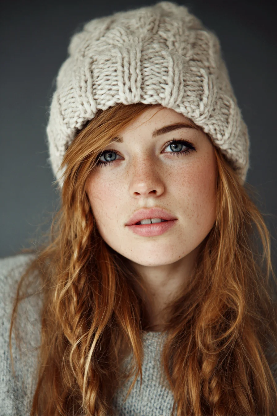 Long Textured Beach Waves with Tiny Boho Braids — Beanie-Friendly Winter Style