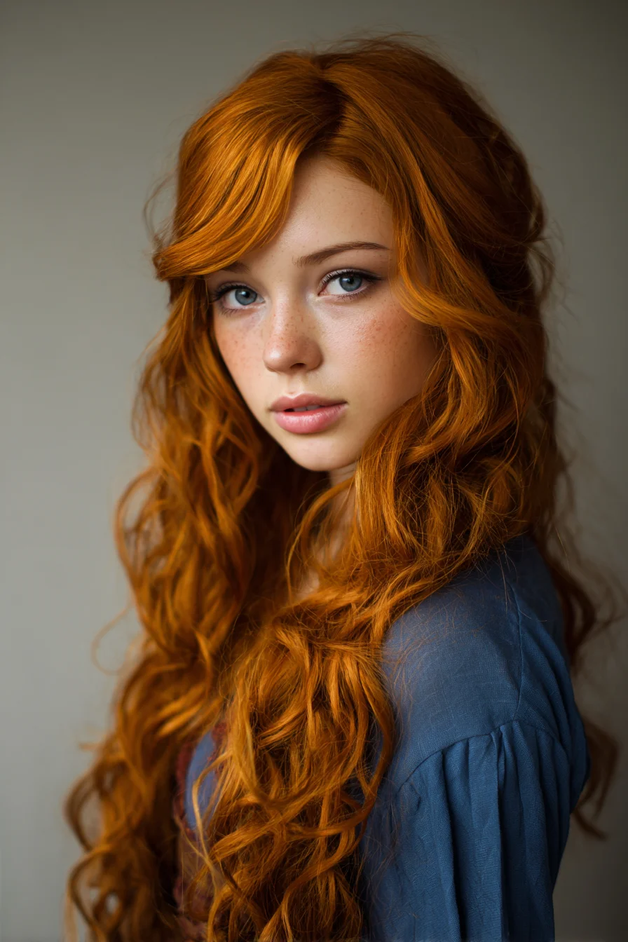 Long Textured Waves with Curtain Fringe — Soft Face‑Framing Layers