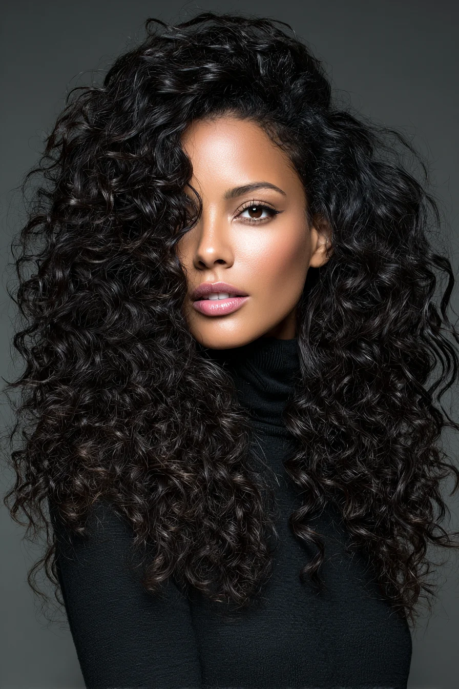 Long Voluminous Layered Curly Hair — Defined Natural Curls