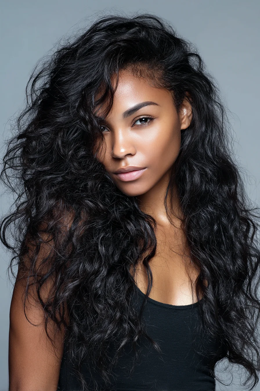 Long Voluminous Wavy‑Curly Hair with Face‑Framing Layers