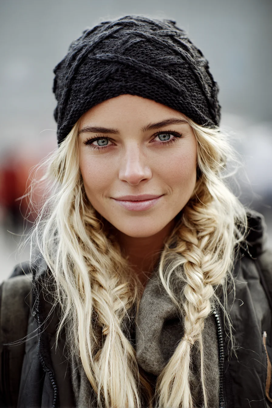 Loose Boho Double Braids with Knit Headband — Textured Beach Waves