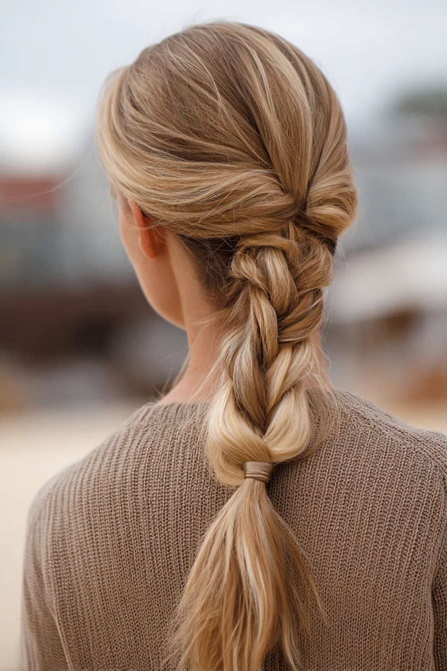 Loose Low Textured Braid with Wrapped Elastic